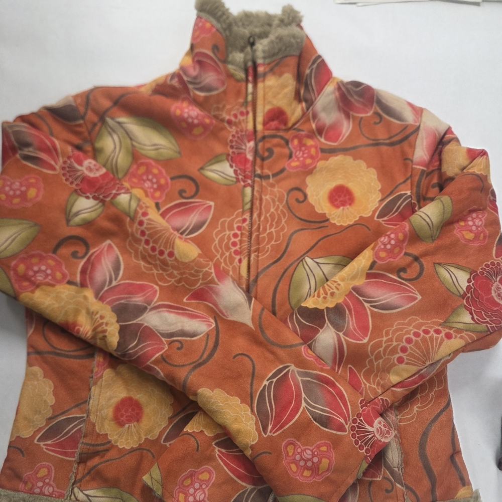Athleta Floral Orange Jacket